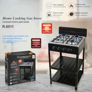 stainless steel stove with black frame