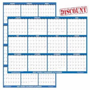 32" x 48" SwiftGlimpse 2027 Wall Calendar Erasable XLarge Wet & Dry Erase Laminated 12 Month Annual Yearly Wall Planner