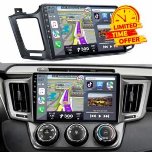 Car Radio Stereo for Toyota RAV4 2013-2018: 8-Core 4GB+64GB 10.2 Inch Touchscreen Android 15 Head Unit with Wireless Carplay Android Auto Bluetooth GPS Navigation 5G WiFi