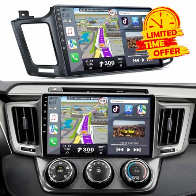 Car Radio Stereo for Toyota RAV4 2013-2018: 8-Core 4GB+64GB 10.2 Inch Touchscreen Android 15 Head Unit with Wireless Carplay Android Auto Bluetooth GPS Navigation 5G WiFi