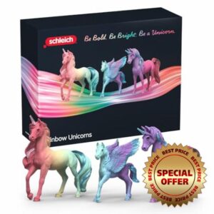 Schleich Collectors Series - 3Ct Rainbow Unicorn Family Set - Collectible Unicorn Figurines for Display - Realistic and Highly Detailed
