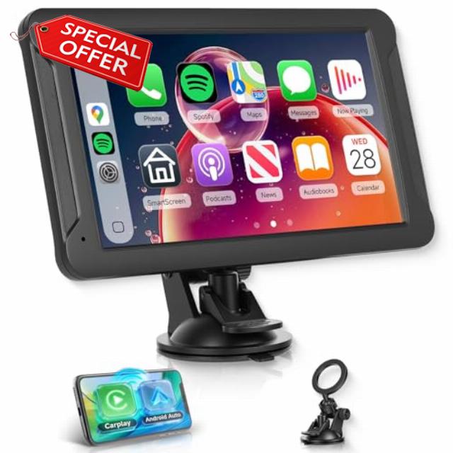 7-Inch HD IPS Portable Carplay Screen for Car