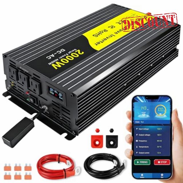Bluetooth APP Remote Control 2000W Pure Sine Wave Inverter