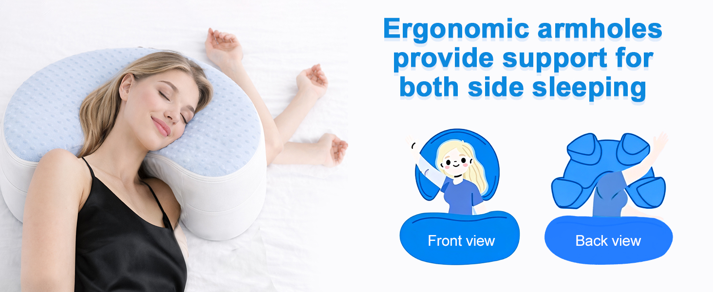 side sleeping pillow side sleep pillow best pillow for side sleepers pillow with arm hole