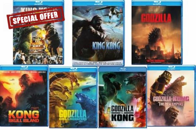 King Kong VS. Godzilla / King Kong / Godzilla / Kong Skull Island / Godzilla: King of the Monsters / Godzilla VS. Kong / Godzilla x Kong: The New Empire (Blu-ray) (7-Pack Collection)