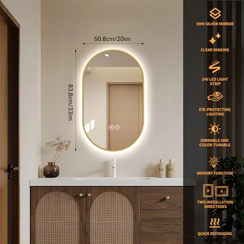 Smart Anti-Fog Waterproof Mirror with Memory Function Dimmable Lighted Mirro