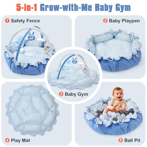 Extra Thick Plush Tummy Time Activity Gym with Hanging Toys