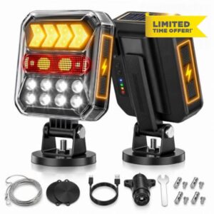 Solar Wireless Trailer Lights - Turn/Brake/Tail/Reverse Modes