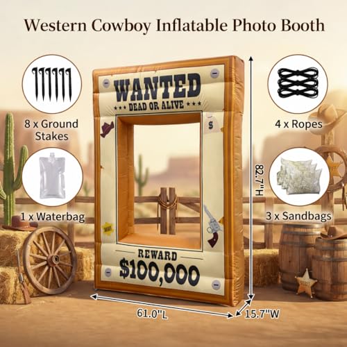 Wild West Party Backdrop with Western Photo Booth Props for Cowboy Birthday Party