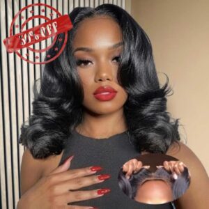Drawstring Pre Cut 5x5 HD Lace Front Closure Body Wave Bob Wigs Human Hair for Black Women