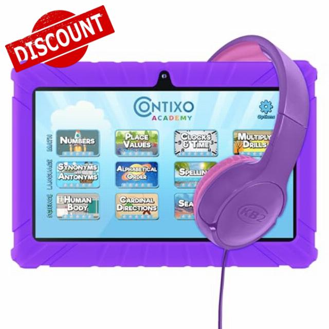 Contixo 7 Kids Tablet Bundle - Learning Tablets and Headphones for Kids