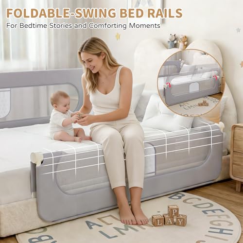 Baby Bed Rail Guard with Reinforced Carbon Steel Frame&Connectors for Twin Full Queen King Bed