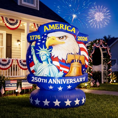 1776–2026 Bald Eagle Blow Up Outdoor Yard Decoration for Independence Day Celebrations 4th of July