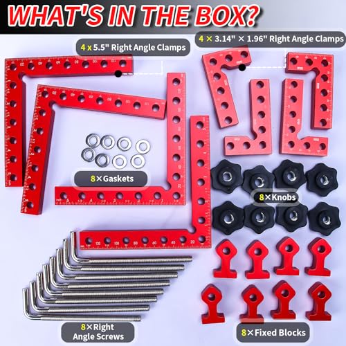 4PCS 5.5" & 4PCS 3.14" Aluminum Alloy Positioning Squares Woodworking Tools for Cabinets