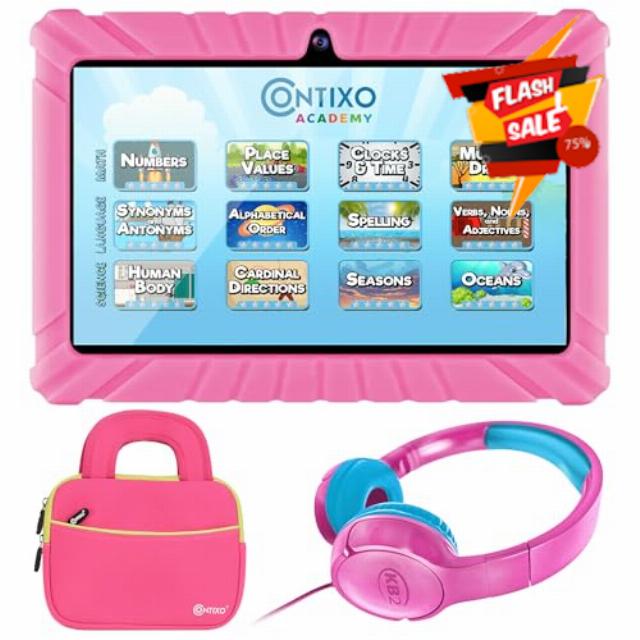 Contixo 7 inch Kids Tablet Bundle - with Headphone & Bag & Tablet for Kids