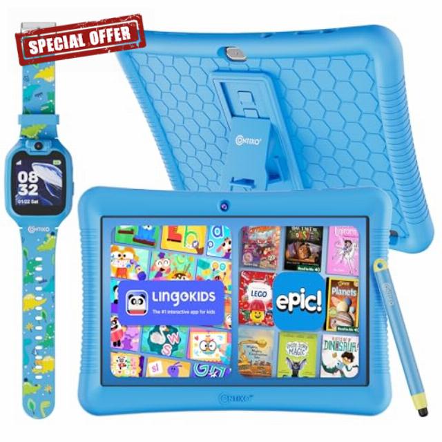 Contixo 10" Kids Tablet and Smartwatch Bundle - Epic & Lingokids