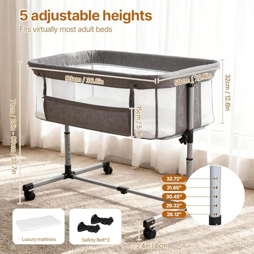 5 Height Adjustable Baby Crib