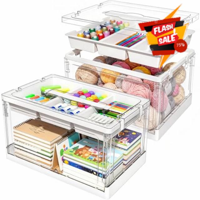 Clear Craft Organizers and Storage with Trays