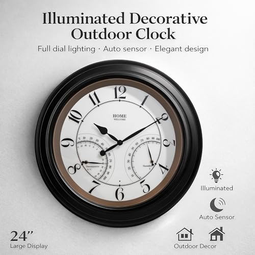 Silent Large Outdoor Clock for Patio