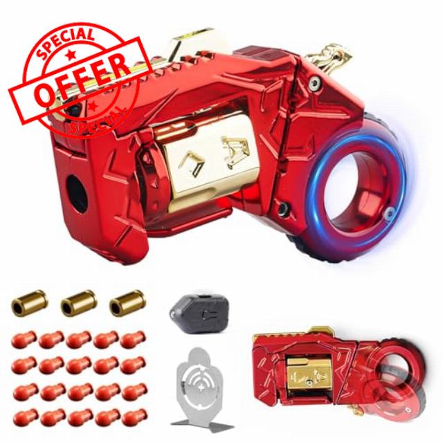 Fidget Toys Adults Metal Gun: Fidget Toy Rotating Stress Relief Premium Metal Fidget Ring Sensory Toy Decompression Gadget for Anxiety ADHD Office Desk Gift for Ma