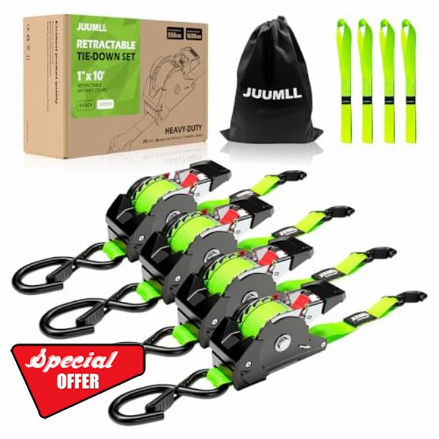 Retractable Ratchet Straps (4-Pack)