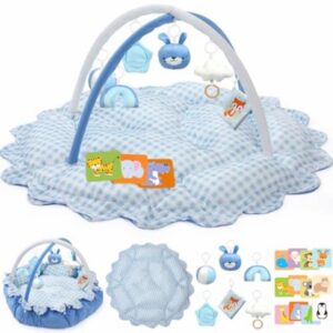 5-in-1 Baby Gym Play Mat with Cartoon Pattern