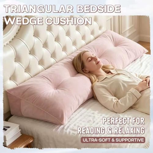 Ergonomic Backrest Cushion for Reading Sitting Working Removable Crystal Velvet Cover for Bed Dorm Sofa (Light Pink