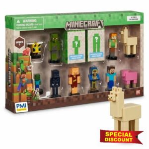 P.M.I. Minecraft 3D Stampers Series 2 Collector Set – Officially Licensed Minecraft Mini Figures 12 Character Stampers with Steve