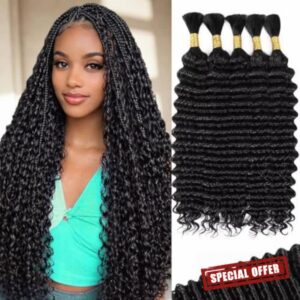 Boho Curly Braiding Hair 18 Inch 160g (5pcs) – 100% Virgin Brazilian Human Hair for Braids