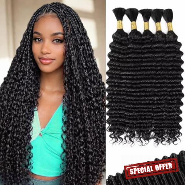 Boho Curly Braiding Hair 18 Inch 160g (5pcs) – 100% Virgin Brazilian Human Hair for Braids
