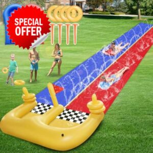 30×5.6FT Double Lawn Water Slides for Kids Adults