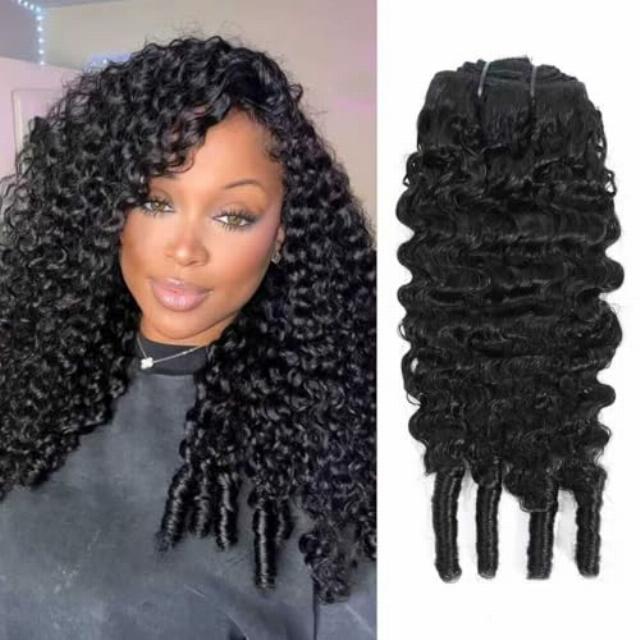 Burmese Curly Clip in Hair Extensions for Women 8pcs 120g/Set Brazilian Virgin Human Hair Natural Black Color 14 Inch