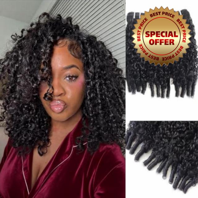 Burmese Curly Bundles Human Hair 12 14 16 Inch 3 Bundles Wet and Wavy Human Hair Bundle Flip Over Quick Weave for Women Water Wave with Spiral Curly End Hair Extensions Natural Black