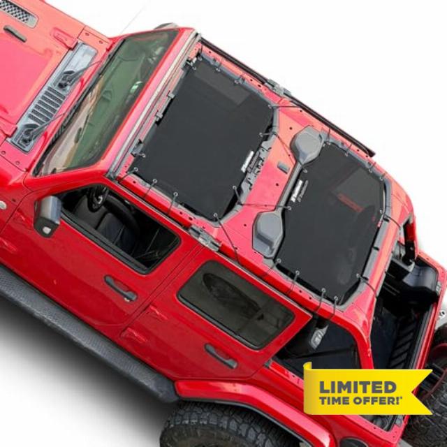 Shadeidea JL Sun Shade Top Roof Compatible with Jeep Wrangler JLU 4 Door Sunshade Mesh Sunroof for Jeep Wrangler