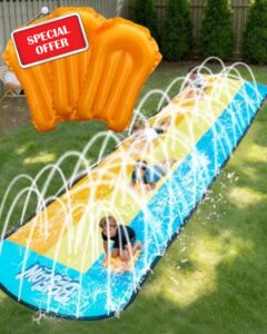 Slip and Water Slip，Water Slide for Kids Backyard 22ft*3 Lane Color-Block