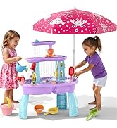 Wee Wonders 3-Tier Water Table for Toddlers, Kids Sand Water Table with Adjustable Umbrella, Sand...