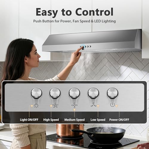 Stove Hood with Push Button Control