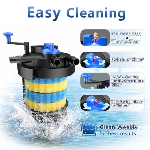 Pond Filter for Outdoor Ponds Ornamental Ponds up to 2000 Gallons or Koi Ponds up to 1000 Gallons