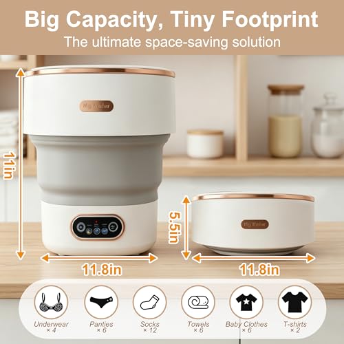 Foldable Compact Mini Washer & Spin Dryer with 3 Modes