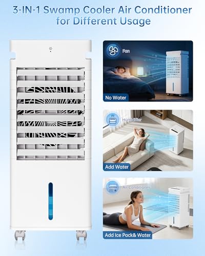 Evaporative Air Cooler for Bedroom Garage (White)