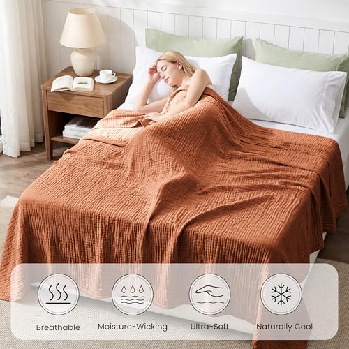 4-Layer Lightweight Breathable Summer Gauze Blanket for Bed