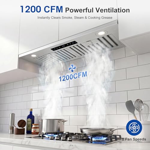 1200 CFM DC Motor Kitchen Vent Hood with Gesture Sensing & Touch Control