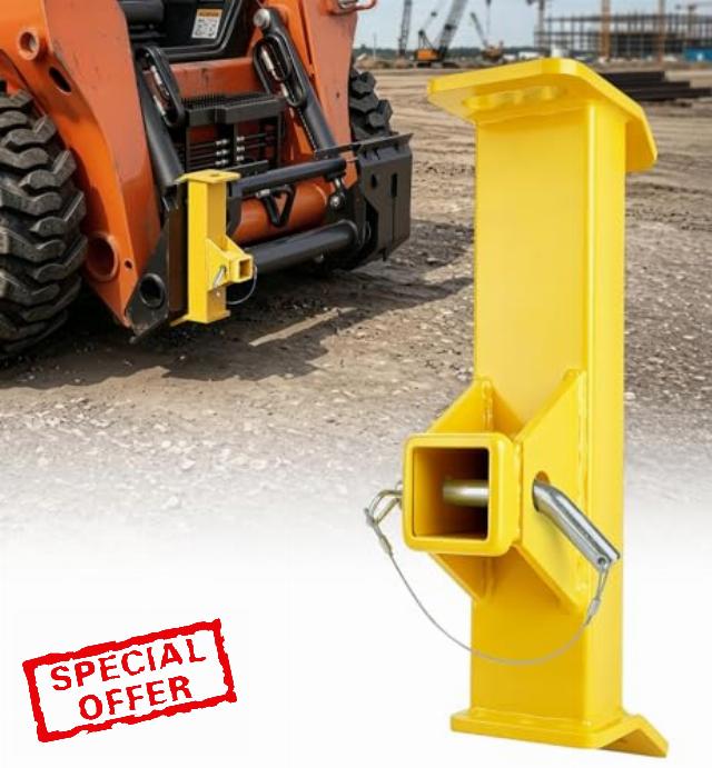 Heavy-Duty Skid Steer Hitch Attachments for Tractors Skidsteer Attachment Quick Attach Plate Fits 2" Towing Receivers with Hitch Clips & Pins Accessories