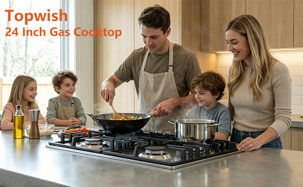 24 Inch Gas Stove, 4 Burner Gas Cooktop