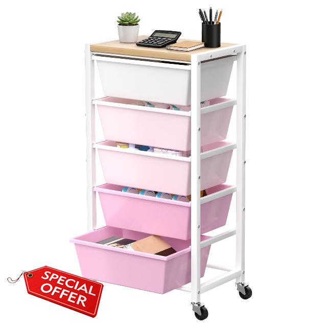 Rolling Cart with 5 Drawers