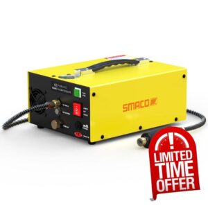 SMACO PCP Air Compressor 4500Psi/30Mpa/300Bar Portable High Pressure Air Compressor for Paintball Tank Scuba Diving PCP Air Rifles Pump with Auto-Stop Dual Power 12V DC & 110V/220V AC