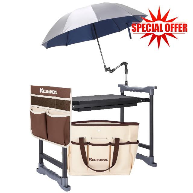Garden Kneeler and Seat with Umbrella