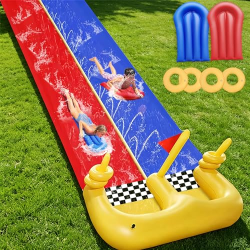 Extra Long Water Slide for Kids Ages 5-8 8-12 with Sprinklers and Crash Pad for Summer Outdoor Backyard Party Water Toys
