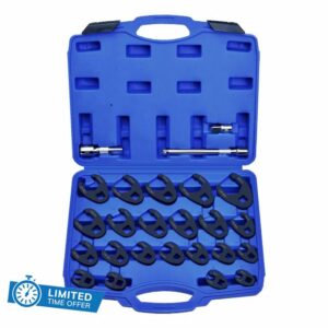 LainKeen 25pcs Crows Foot Wrench Set 1/2" and 3/8” Drive Flare Nut Crowfoot Set Metric 8-32mm 6 Point Crows Feet Wrenches with Extension Bar