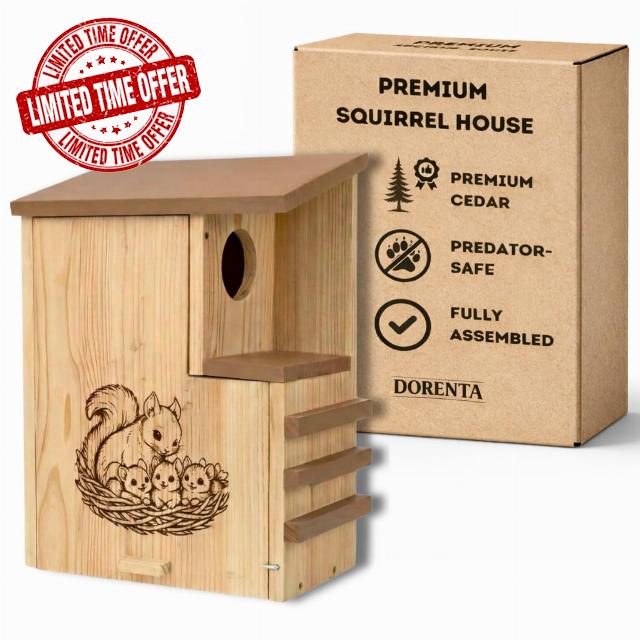 Premium Cedar Wood Squirrel House Pre-Assembled for Outside Nesting